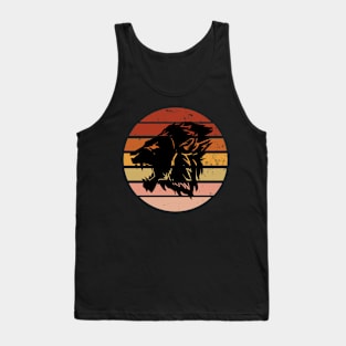 Retro Sunset Lion Head Tank Top